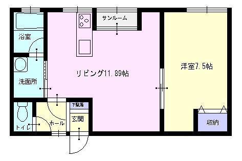ハッピネスI(1LDK/1階)の間取り写真