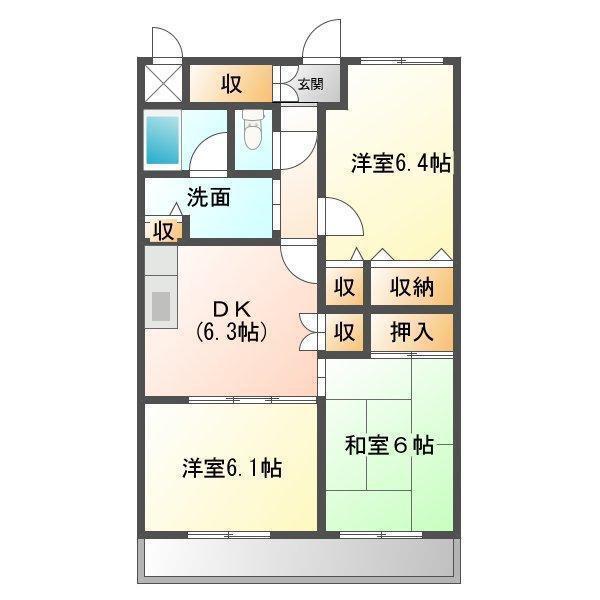 ロイヤルグレース(3DK/2階)の間取り写真