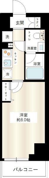 HYS CRECER 清澄白河(1K/4階)の間取り写真