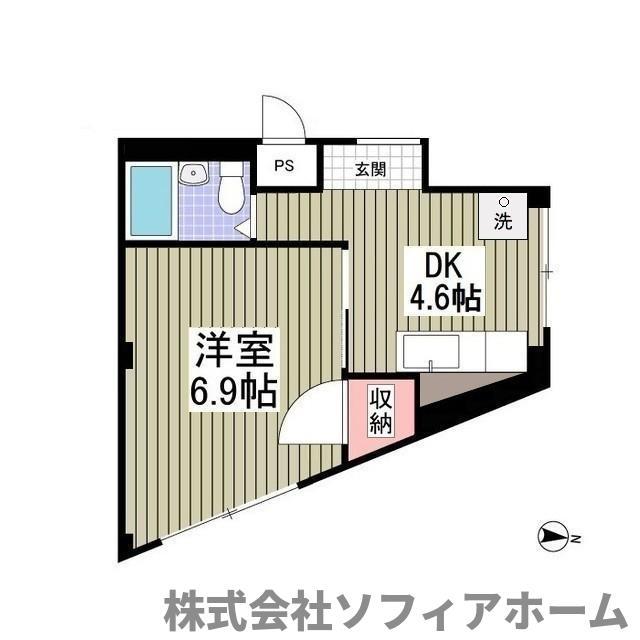 トラストホーム勝田台(1DK/2階)の間取り写真