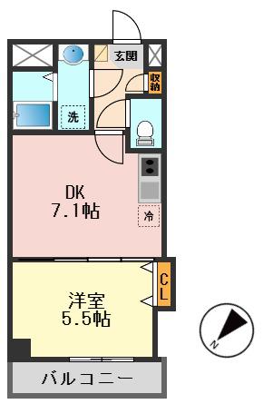HAKOBUNE(1DK/3階)の間取り写真