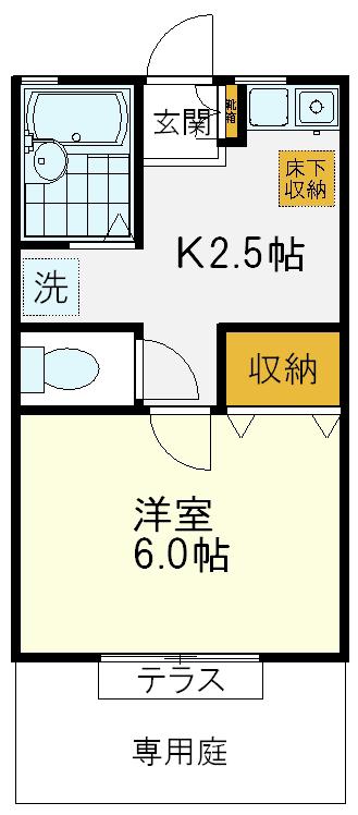 第6松浦コーポ(1K/1階)の間取り写真