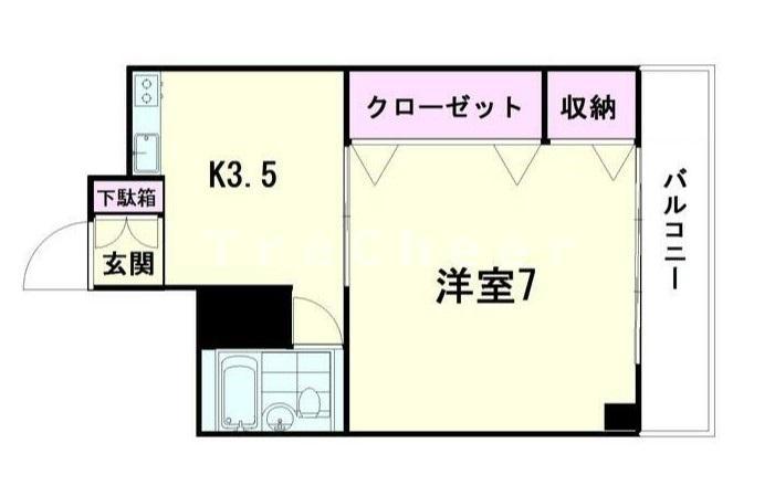アパルトマン四谷(1K/1階)の間取り写真