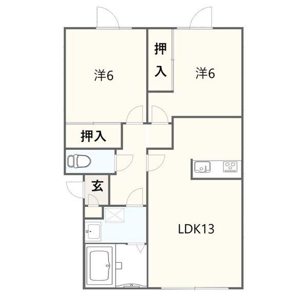ドルチェ(2LDK/3階)の間取り写真