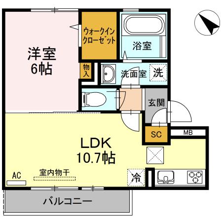 カルペルクス(1LDK/1階)の間取り写真