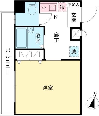 ルースト唐木田(ワンルーム/2階)の間取り写真
