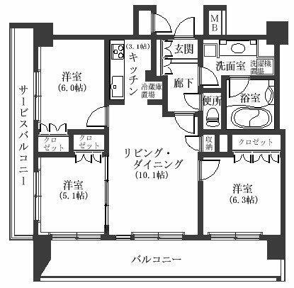 ジュエルコート熊谷(3LDK/8階)の間取り写真
