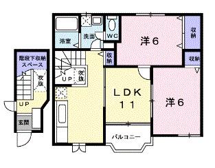プリムヴェール瑞穂(2LDK/2階)の間取り写真
