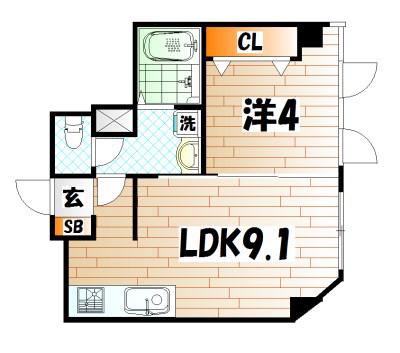 エボリューション高田(1LDK/3階)の間取り写真