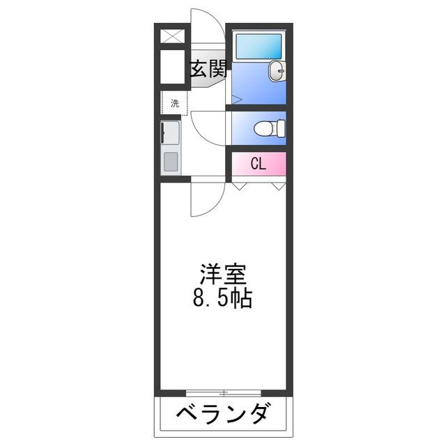 フルール(1K/2階)の間取り写真