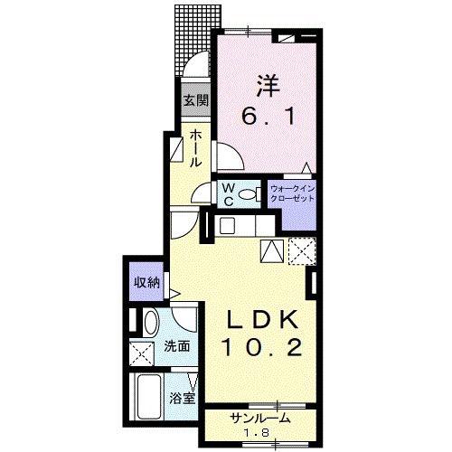 カルミア(1LDK/1階)の間取り写真