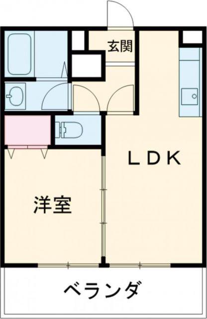 ウエストパーク佐世保(1LDK/6階)の間取り写真