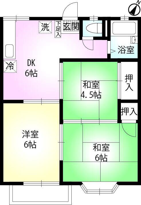 コートドゥリビエールA棟(3DK/1階)の間取り写真