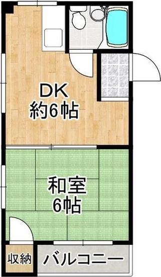 ユニケコート(1DK/2階)の間取り写真
