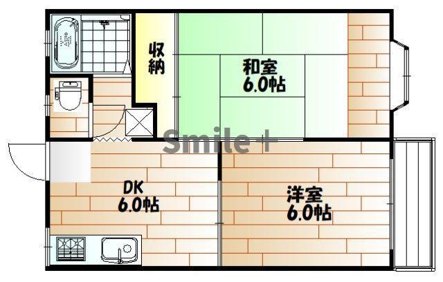 メゾンパルナス(2DK/2階)の間取り写真