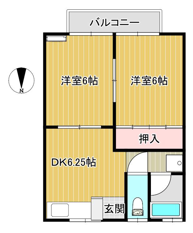 ジュネス蛇田駅前(2DK/2階)の間取り写真