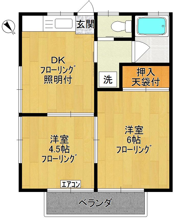 ミキハイツ(2DK/2階)の間取り写真