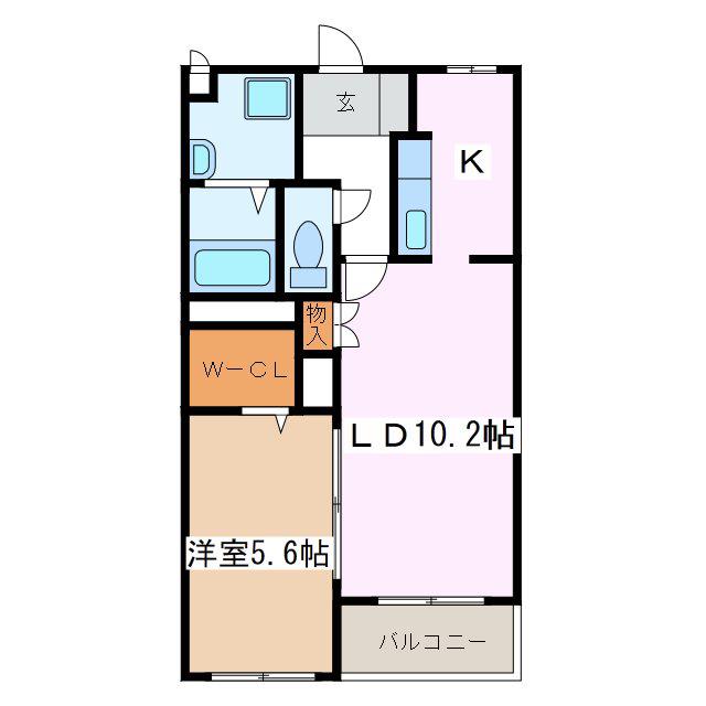 ライトハウス井川城(1LDK/1階)の間取り写真