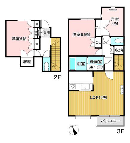 平成ハイツ(3LDK/2階)の間取り写真