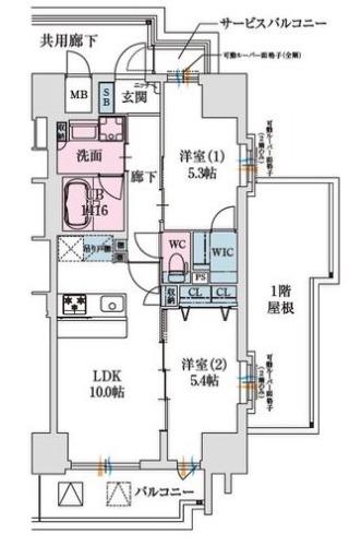 スプランディッド都島(2LDK/3階)の間取り写真