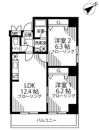 SKY RESIDENCE 1(2LDK/5階)の間取り写真