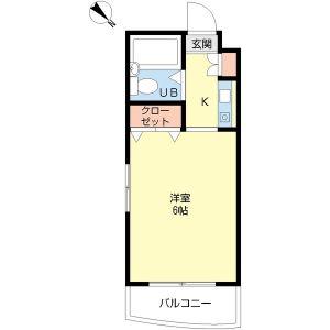ジョイフル照ヶ丘(1K/2階)の間取り写真