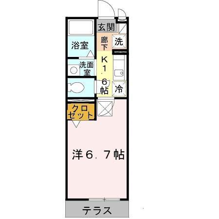 セジュール西代I(1K/2階)の間取り写真