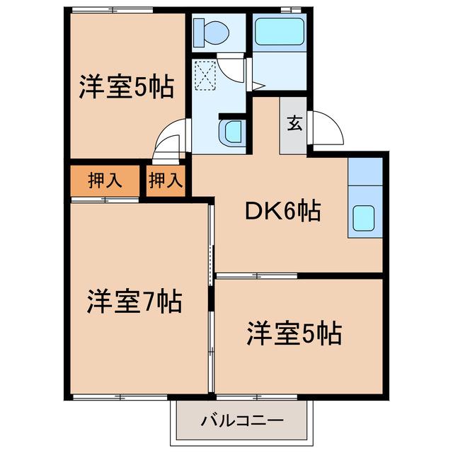 パレスタキザワ(3DK/2階)の間取り写真