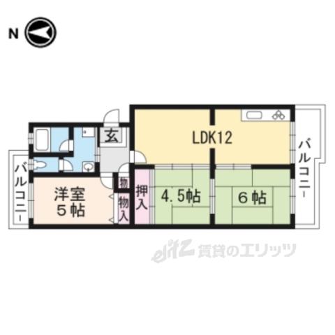 セレッソ甲西B号館(3LDK/1階)の間取り写真