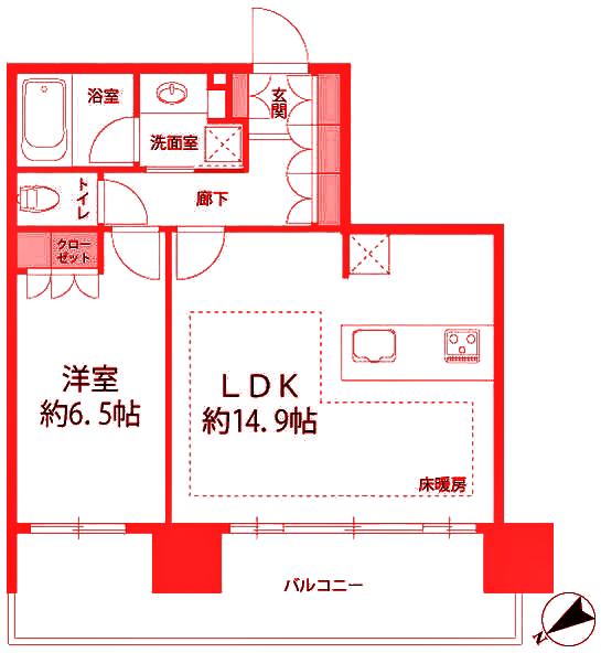 BRILLIAN GRANDE みなとみらい(1LDK/7階)の間取り写真