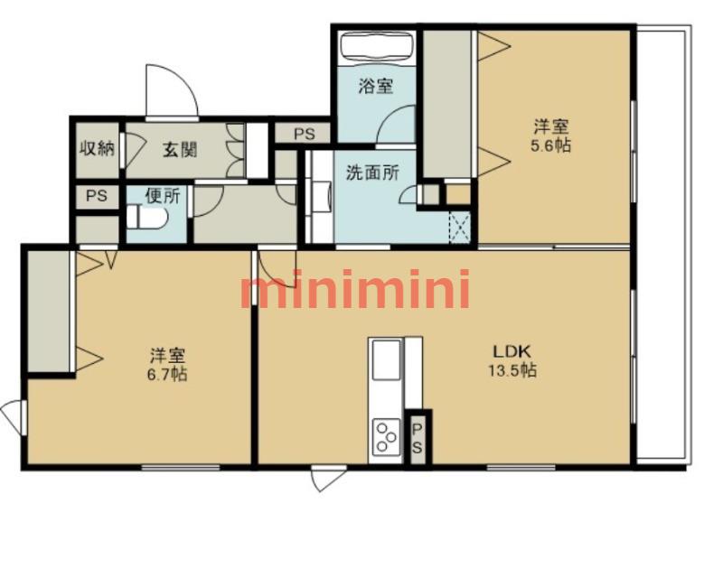 シャーメゾンさつき(2LDK/1階)の間取り写真