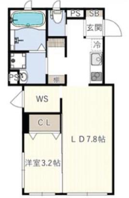CASA SALUTE TOYOCHO(2LDK/3階)の間取り写真