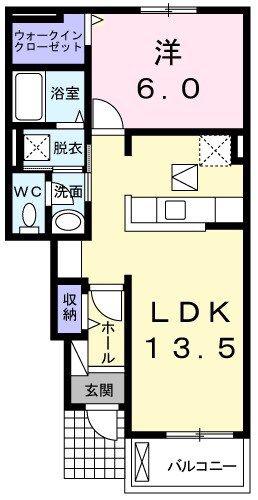 カーネーション(1LDK/1階)の間取り写真