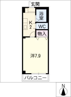 グランデージ島(1K/1階)の間取り写真