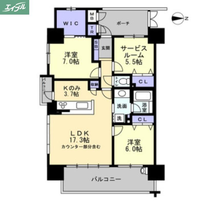 アルファステイツ問屋町II(2SLDK/4階)の間取り写真