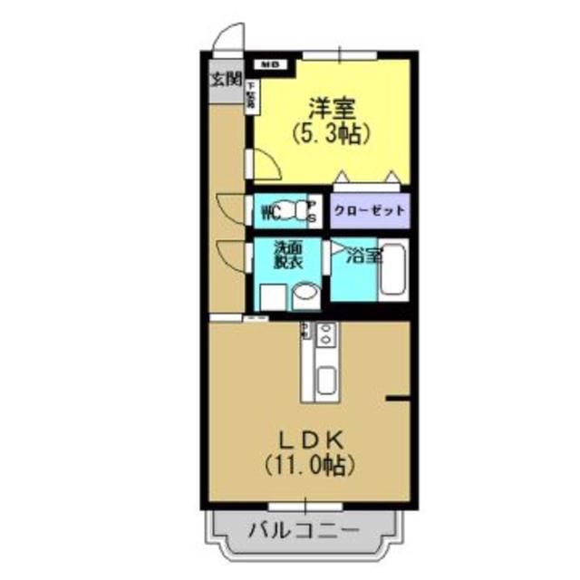 PARASIA(1LDK/2階)の間取り写真