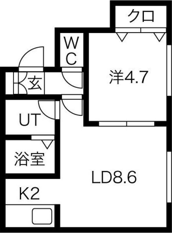 ラフレーズN34 ウエスト(1LDK/1階)の間取り写真