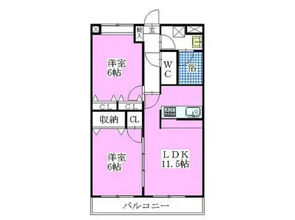 コンフォール上山(2LDK/2階)の間取り写真