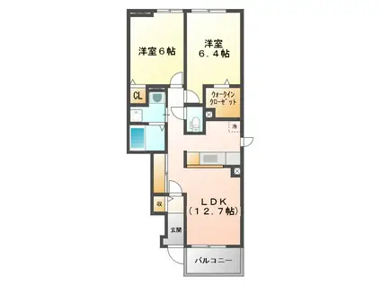 ランドマーク88 C棟(2LDK/1階)の間取り写真