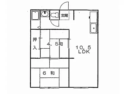 尾瀬コーポ(2LDK/2階)の間取り写真