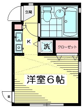 オークハイム(1K/2階)の間取り写真