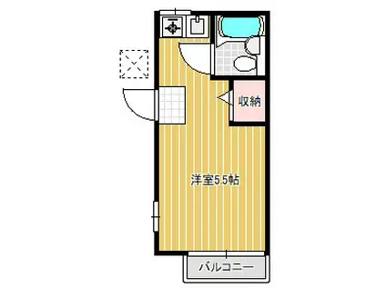 小田急線 祖師ケ谷大蔵駅 徒歩6分 2階建 築36年(ワンルーム/1階)の間取り写真