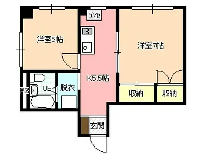 平栗ビル(2K/4階)の間取り写真