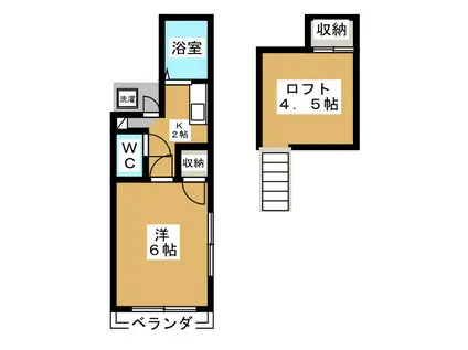 第2ジョイフルヤマ(1K/1階)の間取り写真