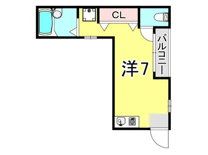 サニーハイツ大開(ワンルーム/2階)の間取り写真