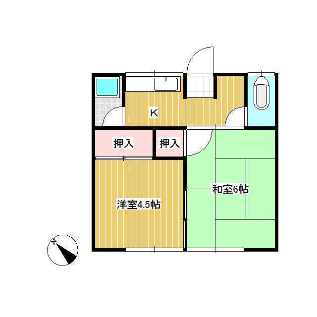 有明荘(2K/1階)の間取り写真