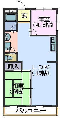 島田プラザ(2LDK/2階)の間取り写真