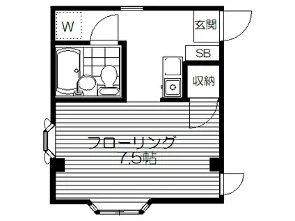 メゾンホワイトII(1K/1階)の間取り写真
