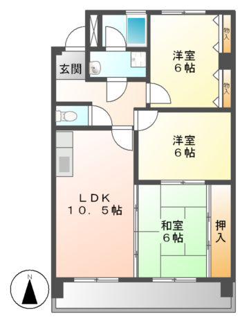 メゾン志水(3LDK/3階)の間取り写真