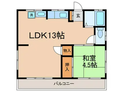 小田急線 喜多見駅 徒歩12分 2階建 築55年(1LDK/2階)の間取り写真
